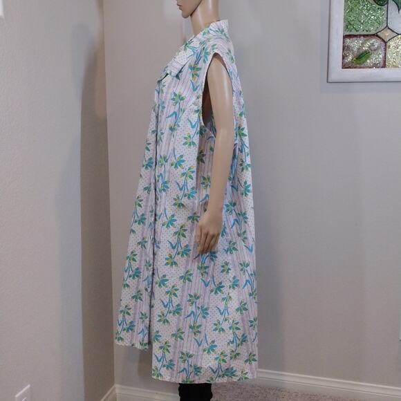 Lane Bryant Blue Green Floral Flowy Midi Button Down Plus Size Summer Dress 34W - Picture 8 of 10